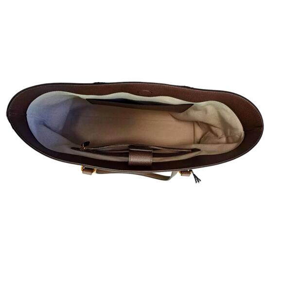 GUCCI Ophidia Jumbo GG Medium Tote Bag in Camel & Ebony Canvas Leather NEW - Picture 10 of 16